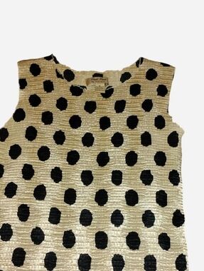 90s Vintage Polka Dot Plissé Tank Top - Rafael Pleat Plissé - Size M